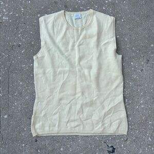 Vintage TSE Butter Yellow 100% Cashmere Sweater Tank Top // blouse layering